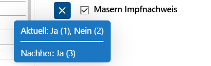 Informationsfenster mit den Anzahlen