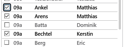 Mehrfachauswahl in der App Schüler