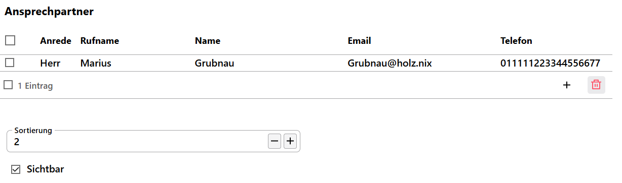 Ansprechpartner für Betriebe verwalten