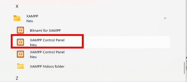 XAMPP Starten