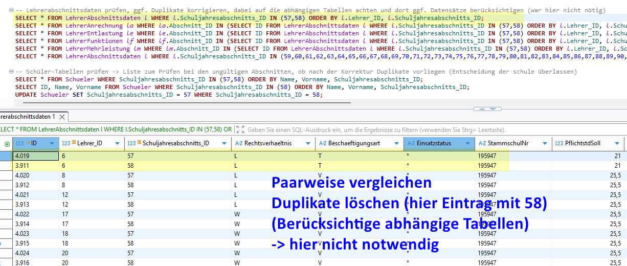 Lehrerabschnittsdaten