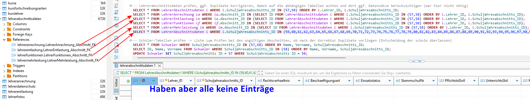 Lehrerabschnittsdaten