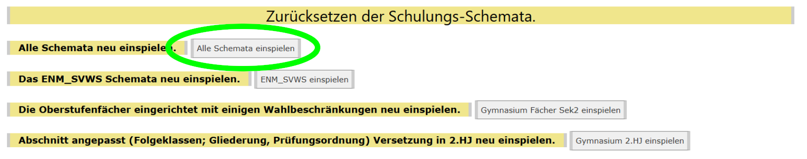 Zurücksetzen der Schemata