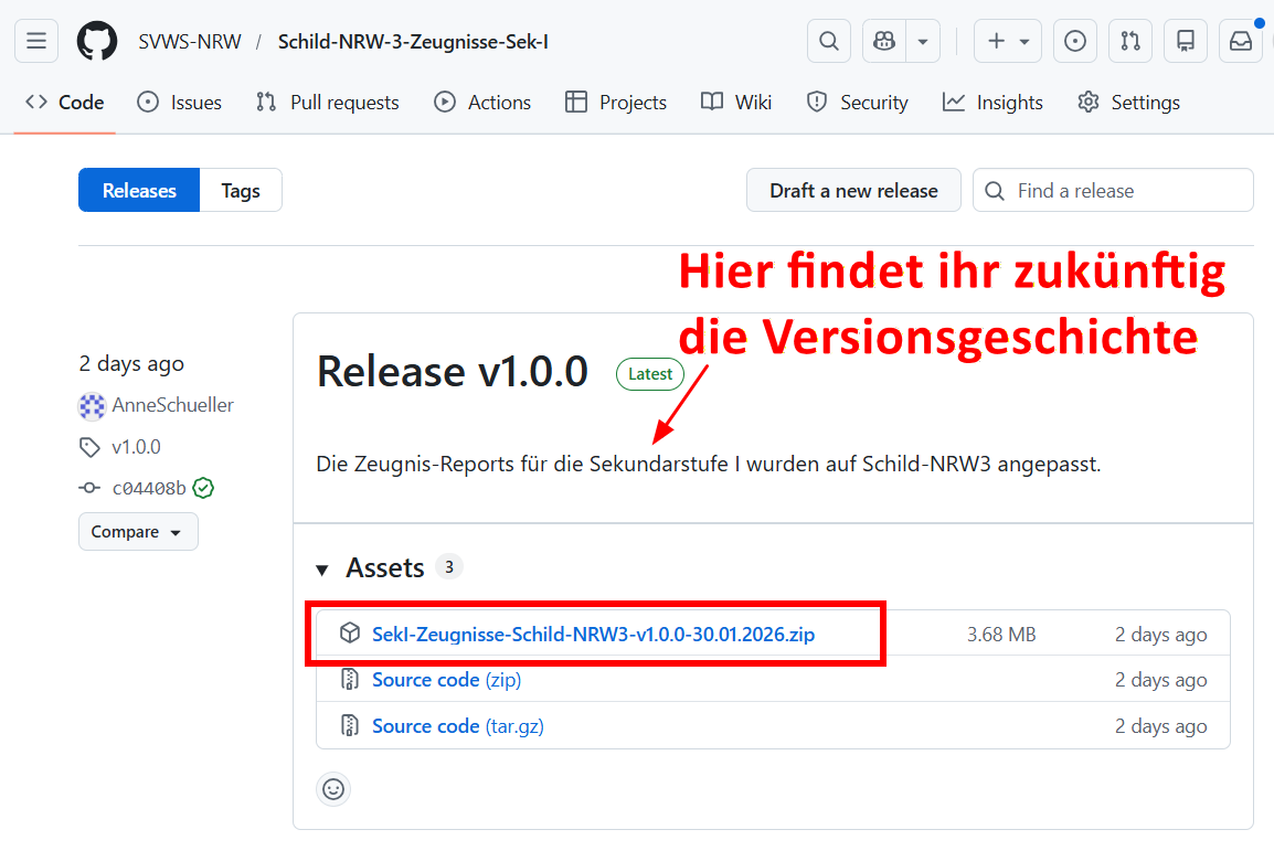 Link zu den Zeugnispaketen
