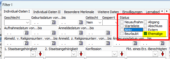 Ehemalige filtern in SchILD2