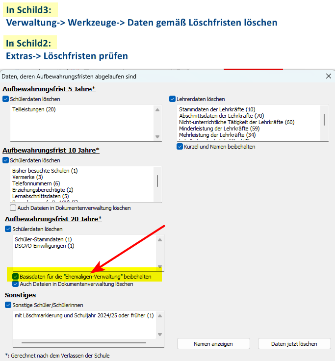Löschfristen prüfen