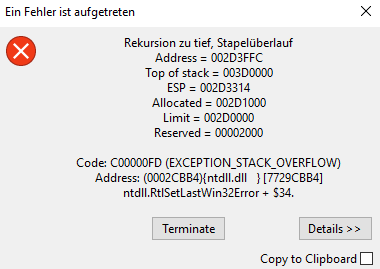 Fehlermeldung