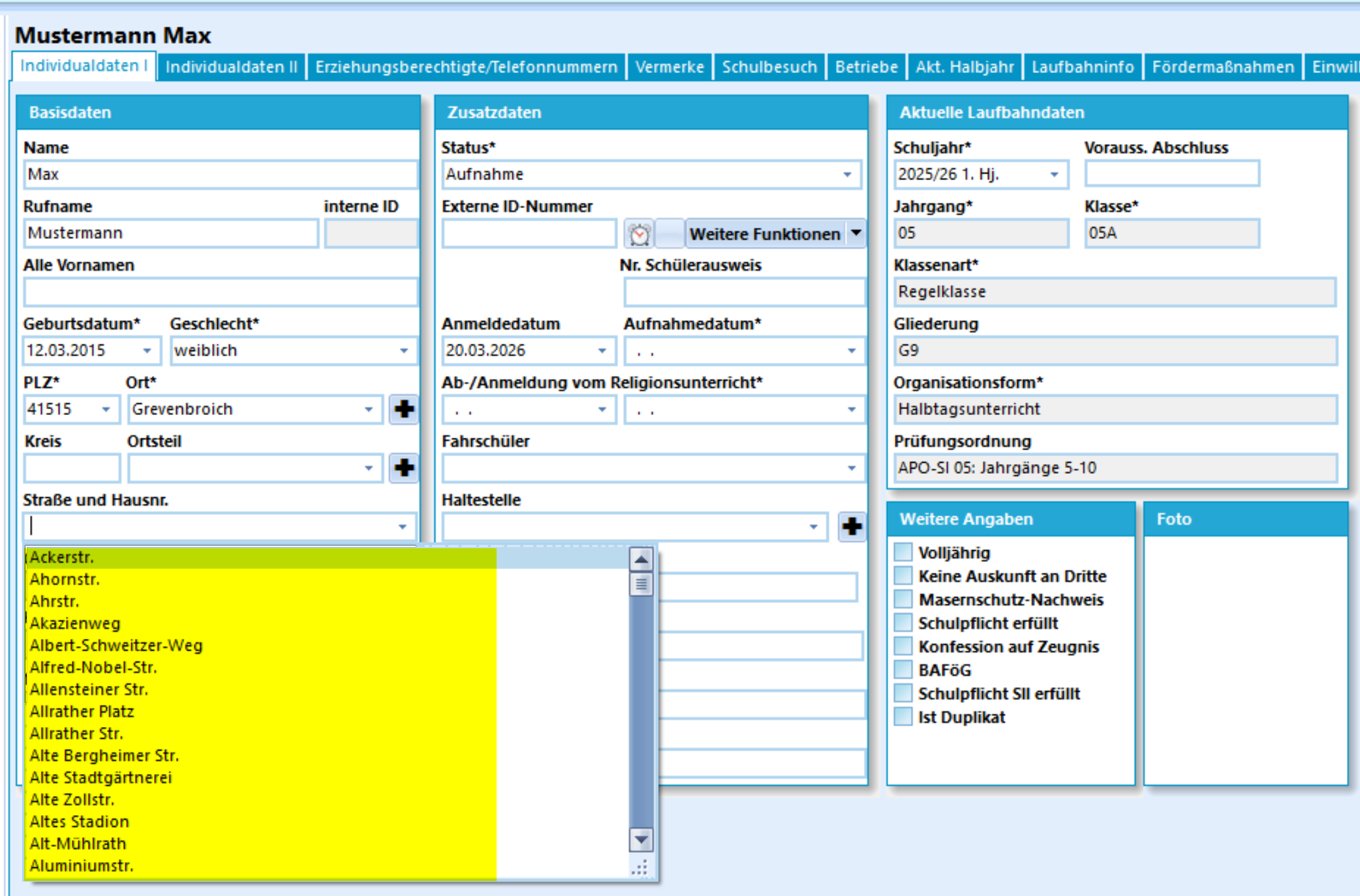 Straßenkatalog wurde geladen