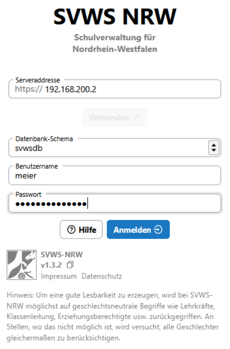SVWS-Client: Anmeldung