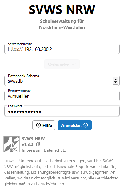 SVWS-Client: Anmeldung