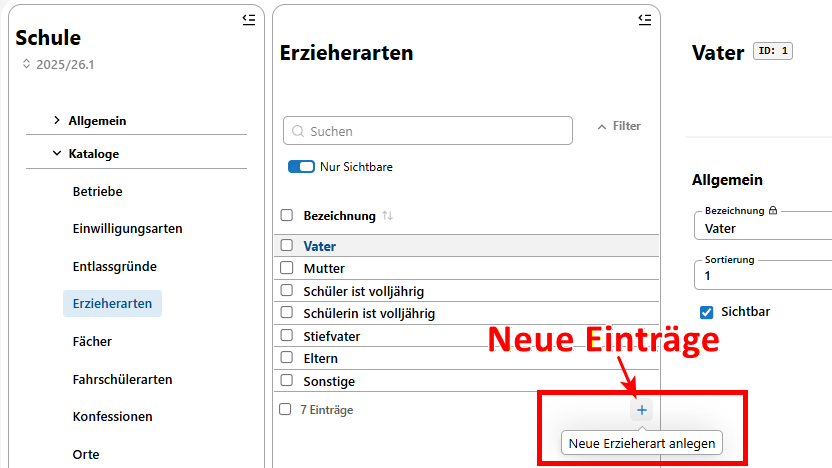 Hinzufügen von Katalogeinträgen